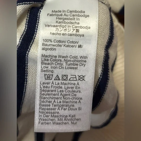 J. Crew Women's Small Puff-Sleeve Heart Sweater Ivory Navy Stripe EUC - Picture 6 of 8